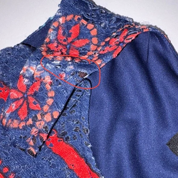 Ronni Nicole Womens Size 10 Navy Blue Red Tribal Print Sleeveless Dress - Picture 7 of 12